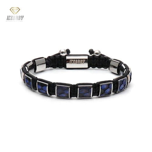 ICEBABY Bracelet Python leather "square beads "